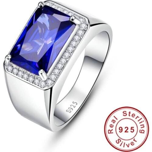 Luxury 7ct Blue Sapphire Ring Solid 925 Sterling Silver Jewelry Emerald Design Fabulous Charm Bague Anel Masculino