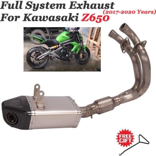 Full System Motorcycle Yoshimura Exhaust Escape For Kawasaki Z650 ER6N 2017 - 2020 Slip On Link Pipe Carbon Muffler DB Killer
