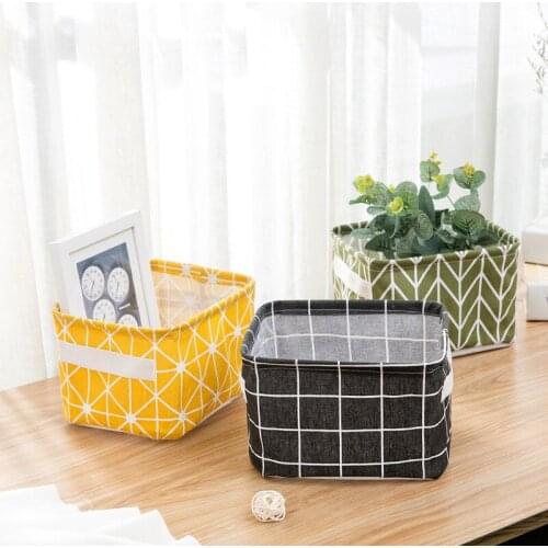 High Quality Cotton Linen Desktop Storage Basket For Toys Kitchen Sundries Storage Box with HandleFabric Desk Makeup Organizer