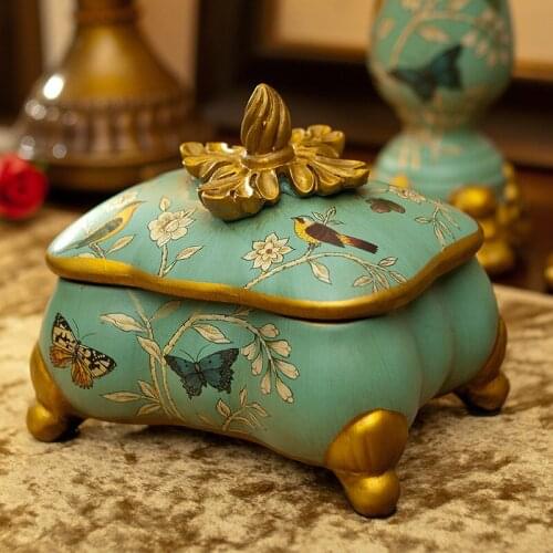 Green Ceramic Flower Bird Jewelry American Storage Boxes Sweet Garden Cans Jar With Handmade Cap Phnom Penh Ceramic Handicraft