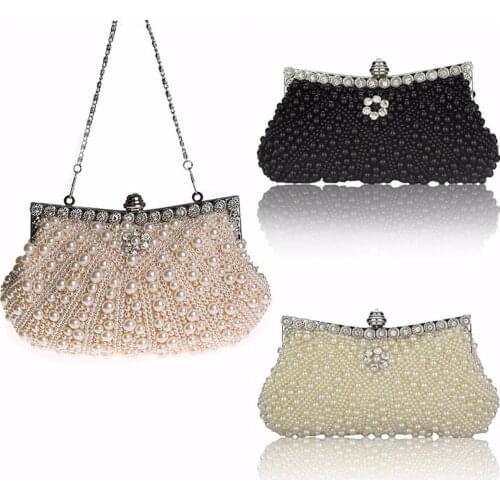 Luxury Pearl Bag Evening Bags Crystal Small Women Bag Cross Body Clutch Bags And Purses Beaded Diamond Evening Bags for Party