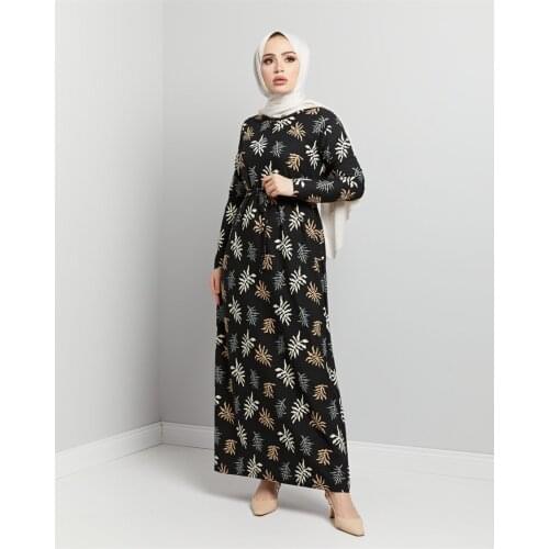 2021 New Design Turkey Hijab Womens Print Dress Belt Arched Elegant Quality Fashion Wedding Custom Invitation Conservative Muslim Dress Women Long Kaftan Abaya Turkey Dubai Hijab Jilbab Moroccan Caftan