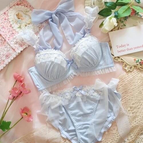 Plus Size Lingerie For Women Ethika Blue Push Up Fox Gathered Bra And Panty Set Underwear Women Bra Panties Water Soluble Flower