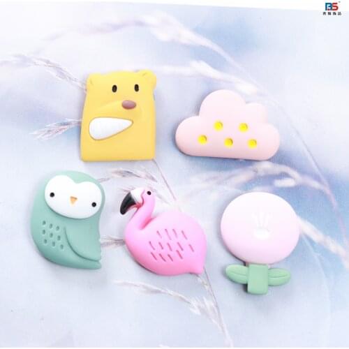 10Pcs Flat back Resin Cabochon Kawaii Cartoon Animals Bear Flamingo Fit Phone Case Decoration DIY Scrapbooking Accessories Craft