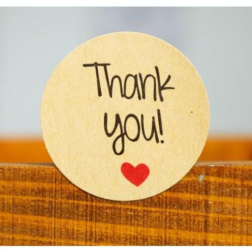 102pcs Vintage Kraft Paper Round Label Red Heart Thank you Sticker Baking Packaging Biscuit Bag Decoration Sealing Sticker