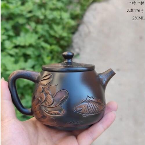 200ml Jianshui Purple Clay Pure Handmade Lotus Carving Tea Pot(Not Yixing Zisha) Ceramic Kung Fu Tea Set Drinkware Tea Ceremony