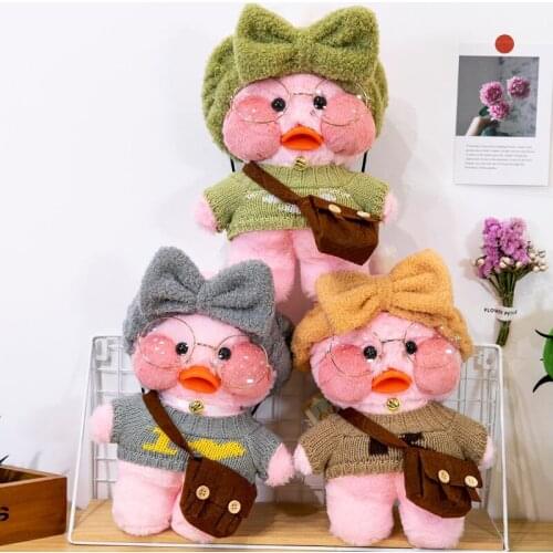 30cm Glasses Duck Plush Toys Cartoon Cute Soft Animal Doll Blushing Duck Plush Stuffed Toy Pillow Lucky Duck Gift for Kids