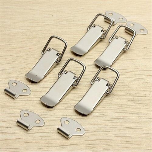 4 PCS Hardware Cabinet Boxes Spring Loaded Latch Catch Toggle 27*63 Iron Hasp For Sliding Door Simple Window Cabinet