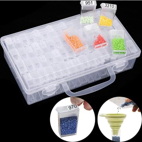 64 Grids Diamond Painting Drill Storage Container, Beads Organizer Storage Case with Label and Tweezers
