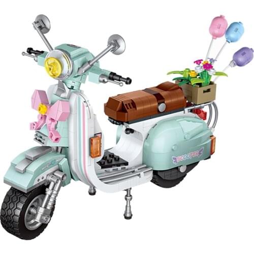 673 Pcs Mini Sheep Motorcycle Building Blocks Creative Assembling Scooter Model Bricks Toys for Kids Children Gift