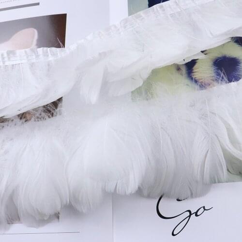 Wholesale 10meter White Goose Feathers Trim for Crafts Wedding Dress Clothing Accessories Party Decor Plume