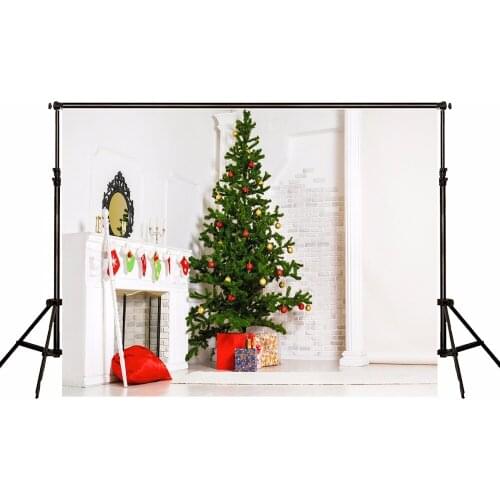 VinylBDS White Christmas Photography Backgrounds Christmas Tree toys Backdrop Photography White Dresser Backgrounds Photographic
