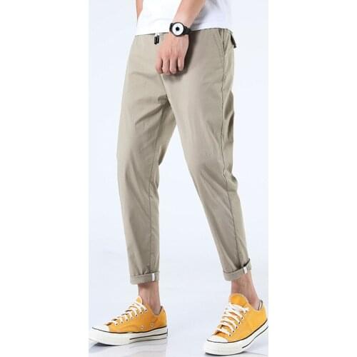 Summer Pants For Men 2021 Thin Ankle Length Loose Style Harem Male Casual Fashion Joggers Trousers Black Khaki Streetwear C2668