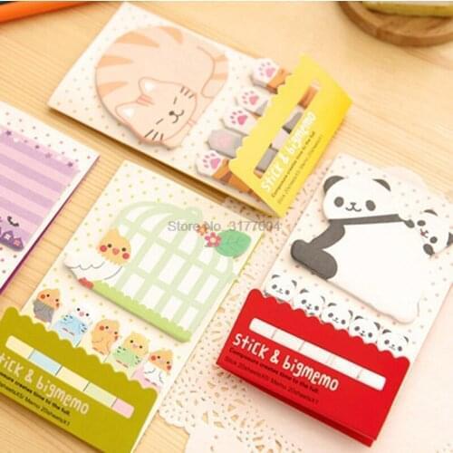 DHL 200pcs Lovely Pretty Animal Cat Panda Sticky Notes Memo Pad Paper Bookmarks Writing Training Planner Stickers