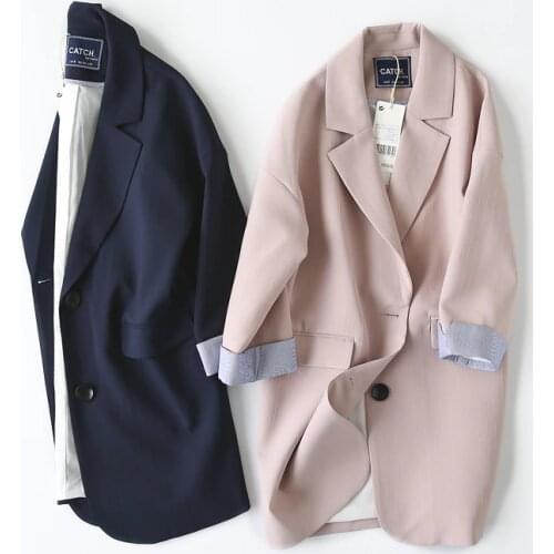 Double Breasted Women Suit Jacket female Korean Medium Long female Coat blaser feminino Casual coat female Autumn blazers