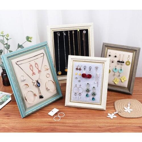 European style retro photo frame earring display board original wood necklace bracelet ring jewelry storage board display stand