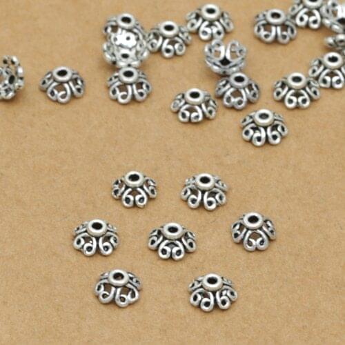 Handmade 925 Silver Beads Cap Jewelry Findings Lucky Symbol Bead Cap Pure Silver Jewelry Accessories Bead Cap