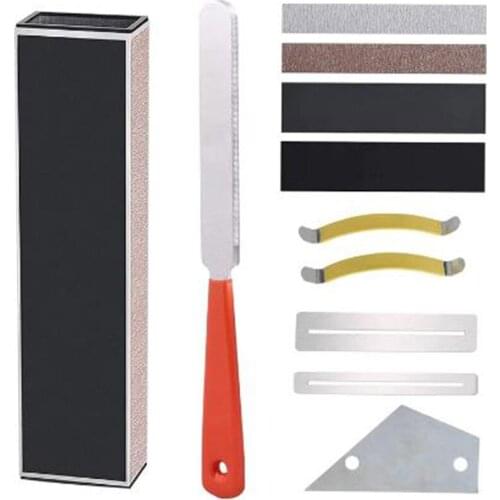 Guitar Luthier Tool Set Guitar Fret Crowning File Leveling Beam Sanding Leveler Beam Rocker Fingerboard Guards String Spreaders