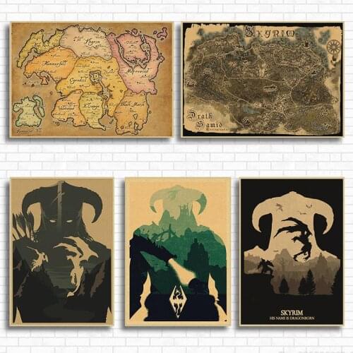 Scrolls V Skyrim classic game kraft paper poster Wall Pictures For Living Room Vintage Decorative Wall Painting