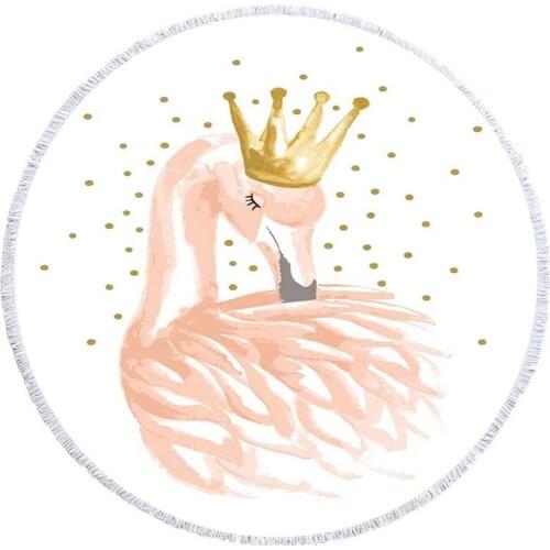 Flamingo Flowers Print 150cm Round Beach Towel With Tassels Microfiber For Adults Kids Bath Shower Towels Sports Yoga Mat Cover