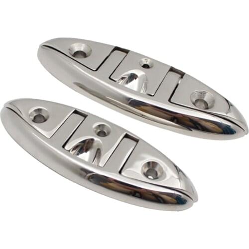 Stainless Steel 316 Flush Boat Cleats 5"/6" Mirror Polished Invisible Marine