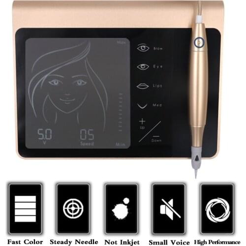 Professional Digital Tattoo Machine Kit Permanent Makeup Machine Eyebrow Lip Pen Rotary Tattoo Gun For 3d Embroidery Eyebrow Lip
