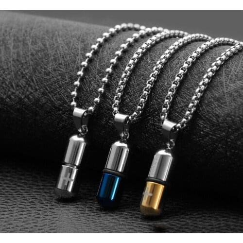 Stainless Steel Pills Pendant Can Be Open Capsule Cremation Urn Necklace for Ashes Perfume Bottle Pendant for Dog Ash Jewelry