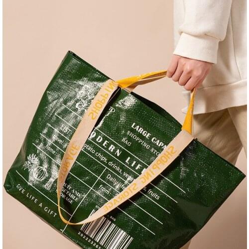 Reusable Grocery Tote Bag PP Woven Portable & Durable Fashion Shopping Bag
