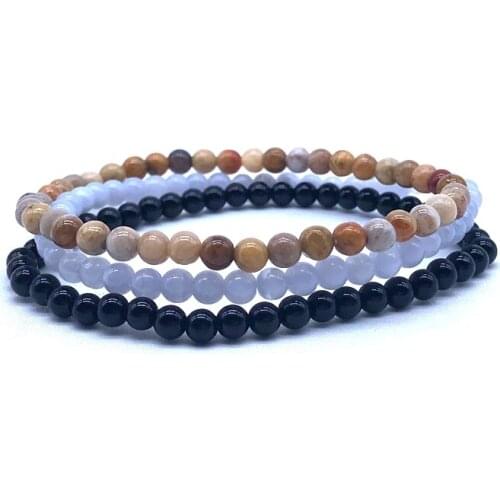 Natural Stone Bead Bracelet Cute Sets 4 mm Round Healing Energy Anti Anxiety Fashion Women Girl Yoga Jewelry Gift For Her #21