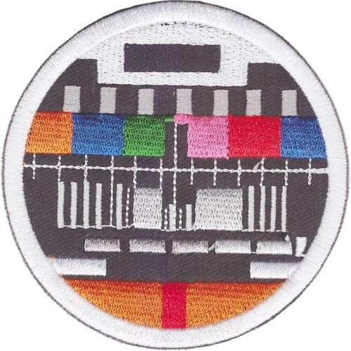 Retro TV Test Patch Iron on Vintage Biker Television Sew Badge DIY Embroidered classics television signal Suitable for all kinds