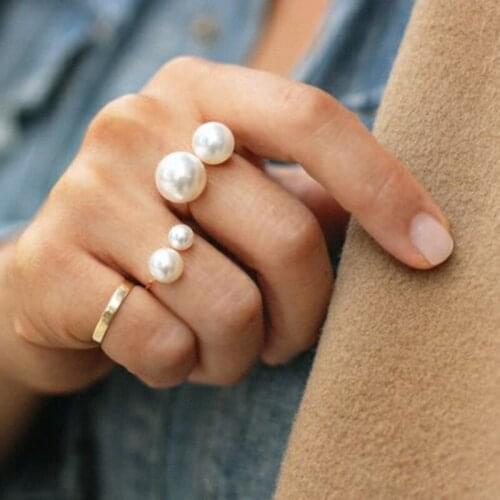 RscvonM Women Rings Simulated Pearls Adjustable Anillos Fashion Jewelry Alloy ring Engagement Finger Ring drop shipping