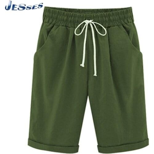 Plus Size 6XL Summer Cotton Women Shorts High Waist Elastic Candy Color Wide Leg Short For Running Gym Comfort Oversize Bottoms