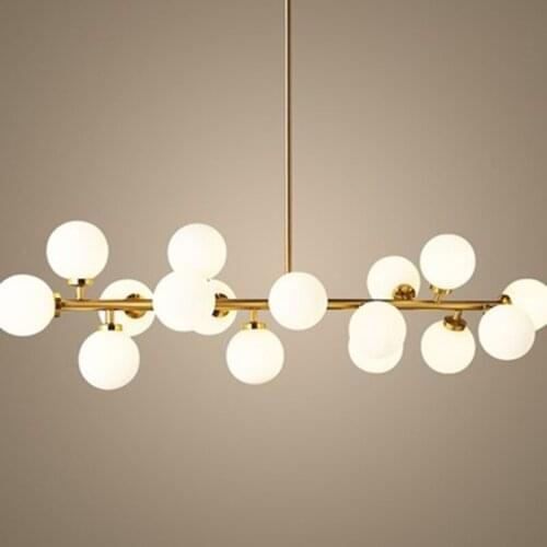 Nordic Magic Bean Gold Glass Ball Chandelier Modern Fashionable Loft Hanging Lamp Lighting for Dining Room Hotel Living Room
