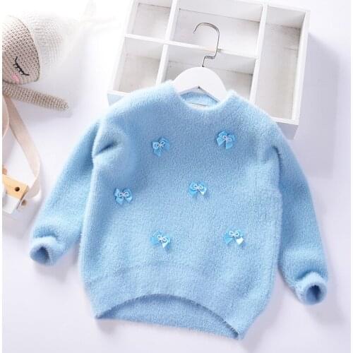 15 style Girls Sweater mink velvet 2021 Autumn Winter Princess Pullover bow Clothes Kids baby Coat Children 0-8y
