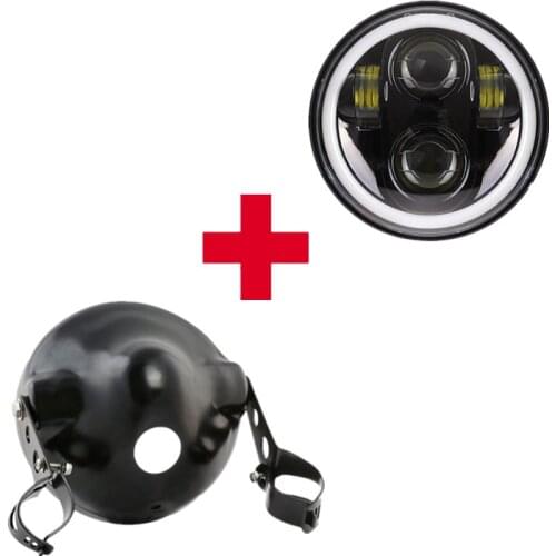 5.75 Inch Led headlights housing bucket for motorcycle with h4 led 5"3/4 40w motor angel eye