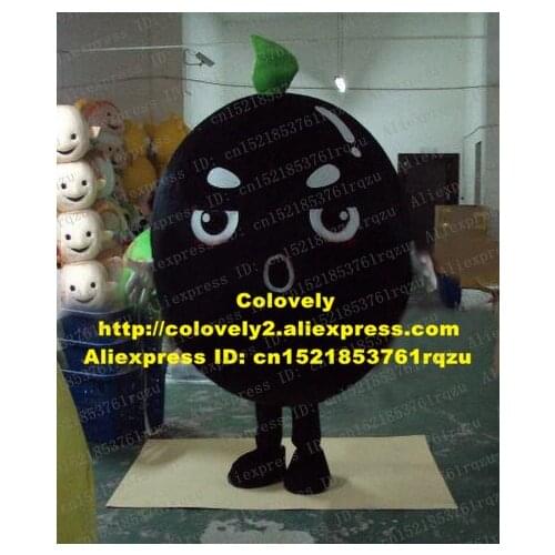 Vivid Black Bean Black Soybean Pea Legumina Soya Soy Mascot Costume Adult Character Black Body Green Top White Gloves ZZ3802
