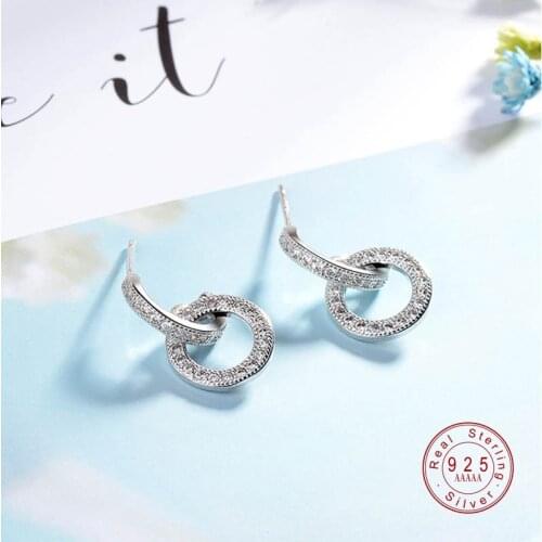 2019 New Temperament silver Stud earrings Geometry of the circle Set auger Womens fashion jewelry Gifts wholesale