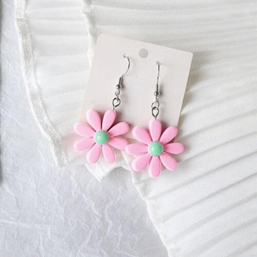 Summer Sweet Daisy Dangle Earrings For Women Teens Girls Temperament Style 2021 Trend Acrylic Flower Daisy Earrings Jewelry