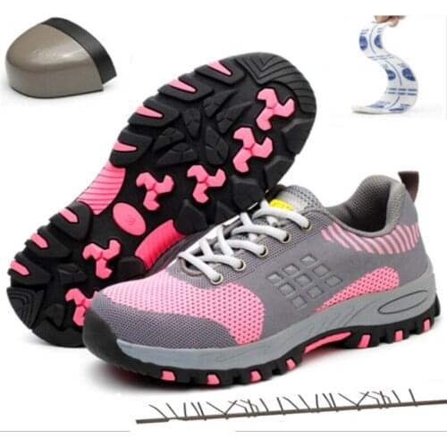 2019 New AIR Mesh Breathable Steel Toe Cap Women Work Safety Boots Outdoor Non-slip Trekking Gym Climbing Rock Women Sneakers