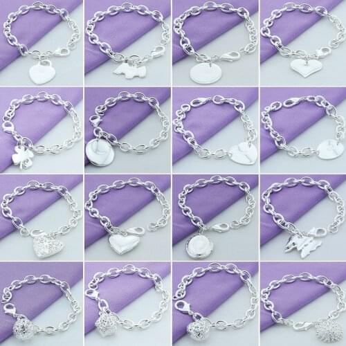 2021 New Classic Chain Link Bracelet for Women Men 925 Silver Round Heart Bracelet Fashion Jewelry Gift Wholesale