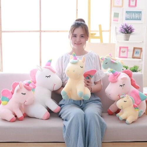 25CM Newest Soft Cute Rainbow Style Unicorn Toy Plush Toys Wings Angel Animals Horse Children toys Baby Dolls Christmas Gifts