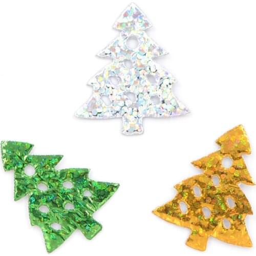 60Pcs Laser Cloth Christmas Tree Appliques DIY Sewing Christmas Decorationfor Clothes Sewing Supplies DIY Craft Ornament F06