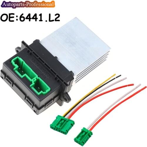 Car 6441.L2 Heater Blower Resistor & Connector/Wire For Renault Citroen C2 C3 C5 Peugeot 406 107 207 607 6441W6 7701207718
