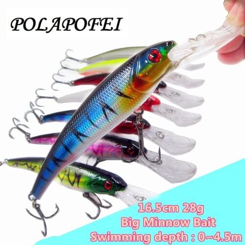 7pcs Sea Fishing Fish Lure Big Wobbler 16cm 28g Black Minnow Pike Salmo Artificial Bait Fishing Accessories Tackle Kosadaka D236