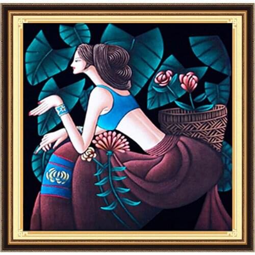 Diamond Painting Full Square Girl Diamond Embroidery pebble round Rhinestones Pictures Diamond Mosaic Wall Art