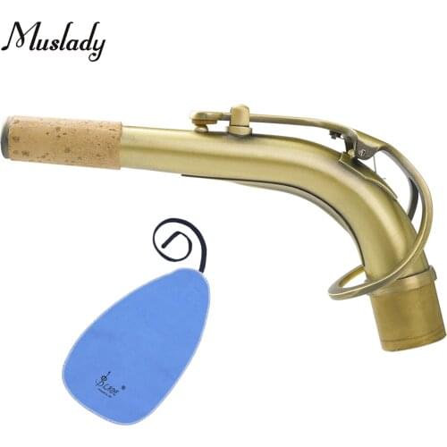 Muslady Alto Saxophone Bend Neck Brass E-flat Alto Sax Elbow 24.5mm Nozzle with Leather Pad Heat-Insulating Sax Replacement Part