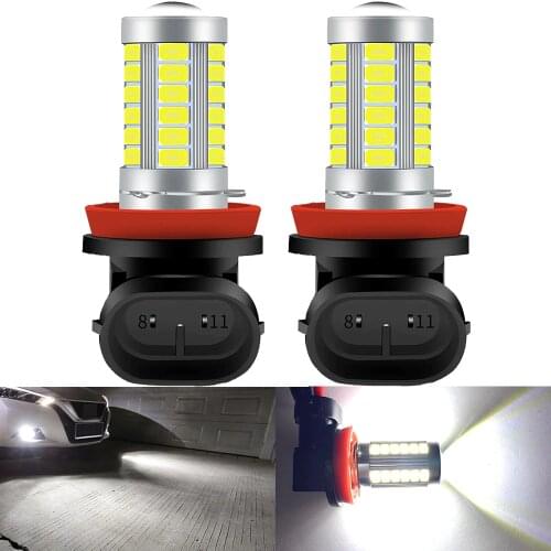 2pcs H8 H9 Led H11 9005 HB3 9006 HB4 Car LED Fog Headlight Bulbs 6000K White Fog Lamp Day Running Light Auto Front Foglamps 12v