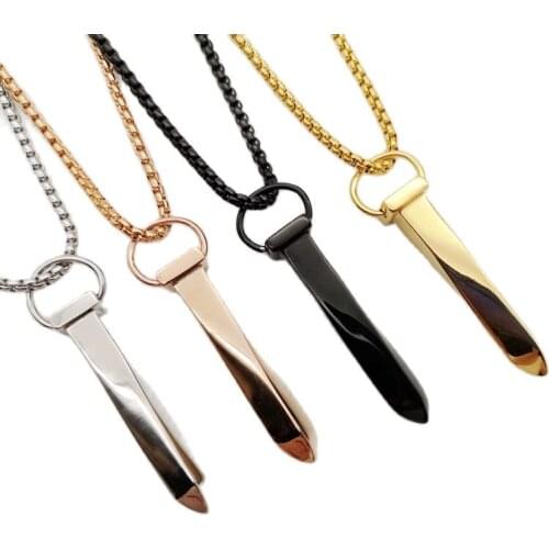 Stainless steel Big Nail pendant necklace men hip hop Rock punk Special creative Nail shape gold necklace fashion