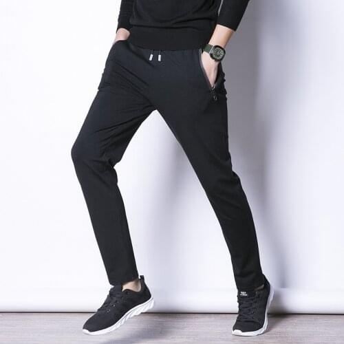 MRMT 2021 Brand New Spring and Autumn Mens Trousers Leisure Cotton Pure Color Pants for Male Pocket Zipper Stretch Trouser
