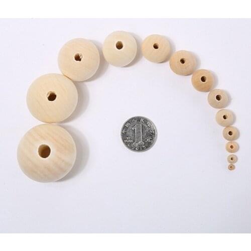 4-50MM Natural Wooden Beads for Crafts Loose Solid Wooden Spacer Beads for DIY Handmade Jewelry Making Bracelet Garland Hair